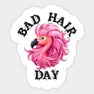 Pink Flamingo - Bad Hair Day (Black Lettering) Sticker